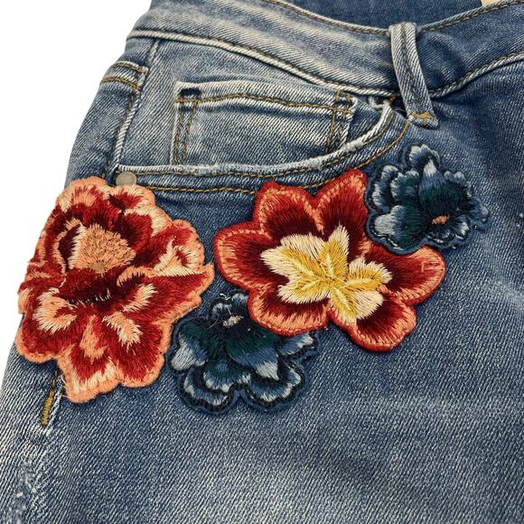 Driftwood Colette High Rise Floral Embroidered Crop Jeans Size 27 - Picture 5 of 9